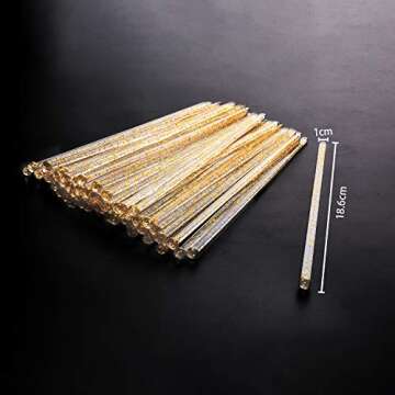 Aboat 120 Pieces 7.3 Inch Plastic Round Top Swizzle Sticks, Gold