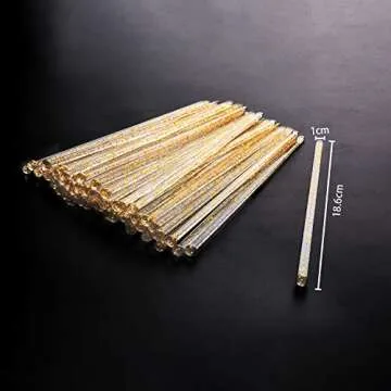 Aboat 120 Pieces 7.3 Inch Plastic Round Top Swizzle Sticks, Gold