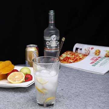 Aboat 120 Pieces 7.3 Inch Plastic Round Top Swizzle Sticks, Gold