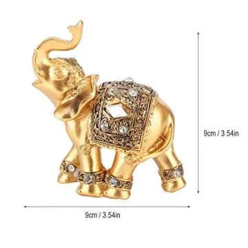 Buachois Elephant Statue, Feng Shui Lucky Elephant Figurine,Golden Elegant Elephant Sculpture Wealth Lucky Figurine,Small Resin Home Decoration Wealth Figurine Feng Shui Decor