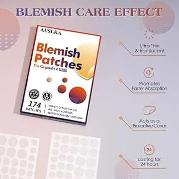 AUSLKA Blemishes Patches -175 Patches - Hydrocolloid Spot Dots - Blemishes Patch - Pimple Stickers, For Face Absorbing Cover Patch