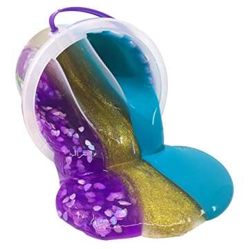 Nickelodeon Slime 3LB Mermaid Premade Slime Bucket – 3 Colors-in-1, Aqua, Glitter Gold and Purple Slime