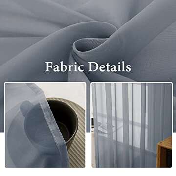 MIULEE 2 Panels Solid Color Sheer Window Curtains Elegant Window Voile Panels/Drapes/Treatment for Bedroom Living Room (54X72 Inches Dark Grey)