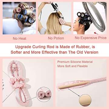 Heatless Curling Rod Headband, Heatless Hair Curler for Long Hair No Heat Hair Curlers to Sleep in Curls Ribbon Soft Hair Rollers for Women Girls