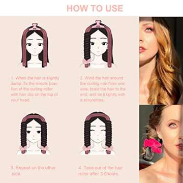Heatless Curling Rod Headband, Heatless Hair Curler for Long Hair No Heat Hair Curlers to Sleep in Curls Ribbon Soft Hair Rollers for Women Girls