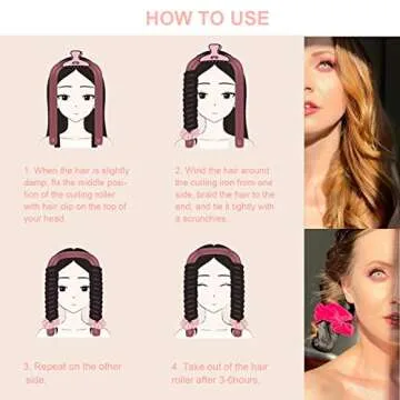 Heatless Curling Rod Headband, Heatless Hair Curler for Long Hair No Heat Hair Curlers to Sleep in Curls Ribbon Soft Hair Rollers for Women Girls