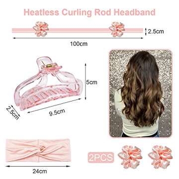 Heatless Curling Rod Headband, Heatless Hair Curler for Long Hair No Heat Hair Curlers to Sleep in Curls Ribbon Soft Hair Rollers for Women Girls