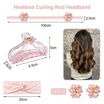Heatless Curling Rod Headband, Heatless Hair Curler for Long Hair No Heat Hair Curlers to Sleep in Curls Ribbon Soft Hair Rollers for Women Girls