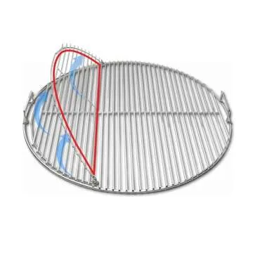 SnS Grills Slow ‘N Sear EasySpin Charcoal Grill Cooking Grate - Compatible with Weber and Other Grills, 2-Zone Stainless Steel Hinged Replacement - Tailgating & Backyard Cooking - 22” Inches