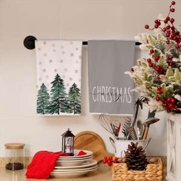 ARKENY Christmas Dish Towels Set of 2 - Festive Kitchen Towels 18x26 Inch