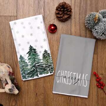 ARKENY Christmas Dish Towels for Festive Kitchen Decor