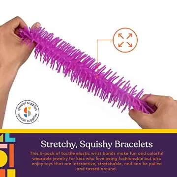 Squishy Fuzzy Band Bracelets for Kids - 6 Pack Sensory Toys