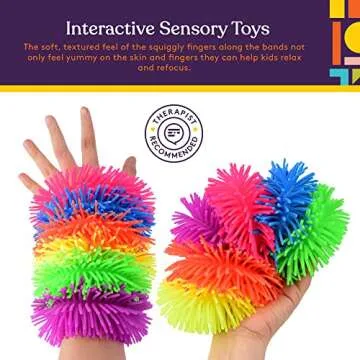 Squishy Fuzzy Band Bracelets for Kids - 6 Pack Sensory Toys
