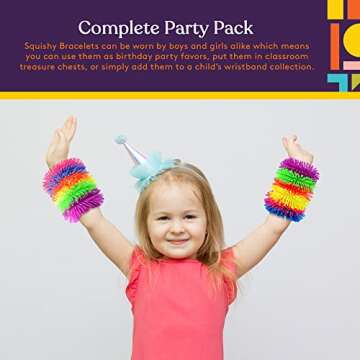 Squishy Fuzzy Band Bracelets for Kids - 6 Pack Sensory Toys