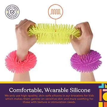 Squishy Fuzzy Band Bracelets for Kids - 6 Pack Sensory Toys