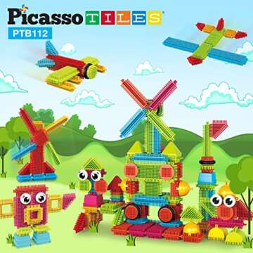 Picasso Toys112pcs Hedgehog Blocks STEM Building Tiles Set Construction Learning Toy Stacking Interlock Block, Creativity Beyond Imagination, Inspirational, Recreational, Educational PTB112
