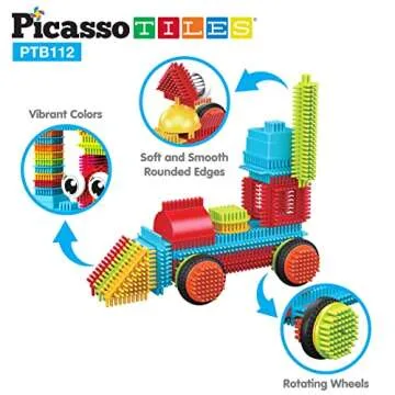 Picasso Toys112pcs Hedgehog Blocks STEM Building Tiles Set Construction Learning Toy Stacking Interlock Block, Creativity Beyond Imagination, Inspirational, Recreational, Educational PTB112