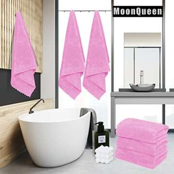 MOONQUEEN 2 Pack Premium Bath Towel Set - Quick Drying - Microfiber Coral Velvet Highly Absorbent To...