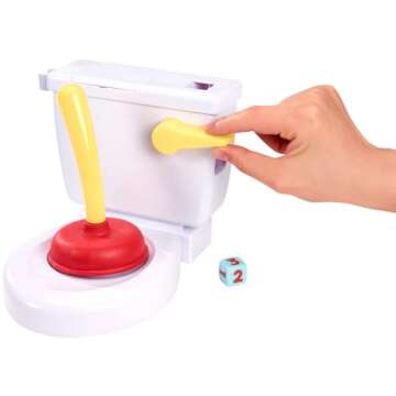Mattel Games Flushin' Frenzy Kids Game, Family Game with Toilet & Plunger, Grab the Flying Poop for 2-4 Players