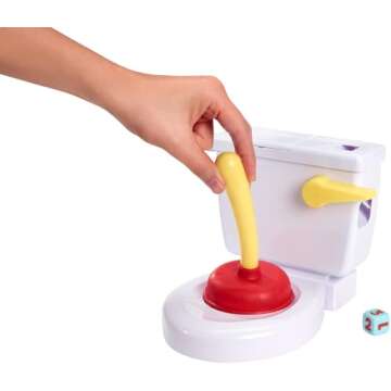 Mattel Games Flushin' Frenzy Kids Game, Family Game with Toilet & Plunger, Grab the Flying Poop for 2-4 Players