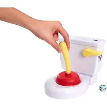 Mattel Games Flushin' Frenzy Kids Game, Family Game with Toilet & Plunger, Grab the Flying Poop for 2-4 Players