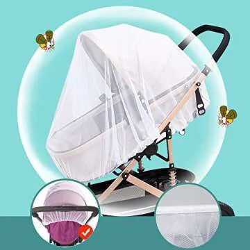 Mosquito Net for Stroller (2 Pack) - Durable Baby Stroller Mosquito Net - Perfect Bug Net for Strollers, Bassinets, Cradles, Playards, Pack N Plays and Portable Mini Crib (White) …
