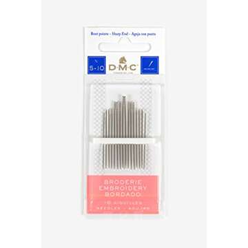 DMC 1765-5/10 Embroidery Hand Needles, 16-Pack, Size 5/10,Silver
