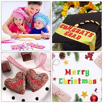 4 Packs Gothic Letters and Numbers Molds Silicon Number 0-9 3D Chocolate Fondant Molds for Cake Topper Jewelry Decoration