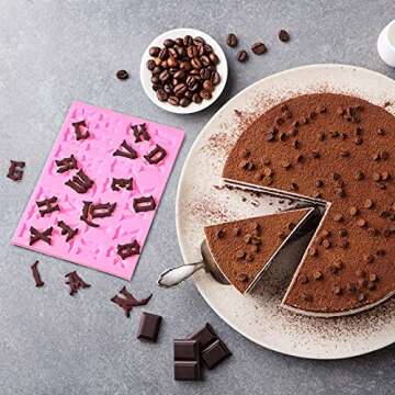 4 Packs Gothic Letters and Numbers Molds Silicon Number 0-9 3D Chocolate Fondant Molds for Cake Topper Jewelry Decoration