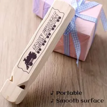 POPLAY 2PCS Wooden Train Whistles, Toy Wood Whistles 4 Tone 7.3" Train Whistle for Kids Birthday Party Favors Carnival Prize