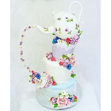 Hedume Set of 4 Sugar Edible Cake Silicone Fondant Impression Lace Mat, 15.5" Large Silicone Lace Mold, Fondant Lace Molds, Flower Pattern Molds Craft Tools for Cake Decorating