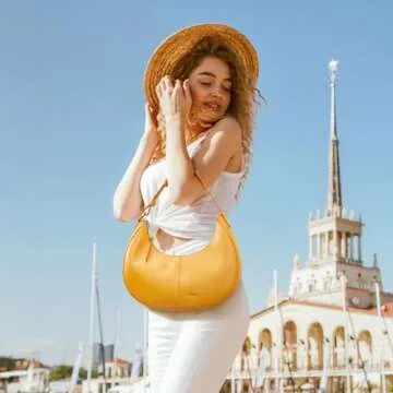 S-ZONE Top Grain Leather Shoulder Bags for Women Hobo Crescent Bag Handbags Purse