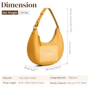 S-ZONE Top Grain Leather Shoulder Bags for Women Hobo Crescent Bag Handbags Purse