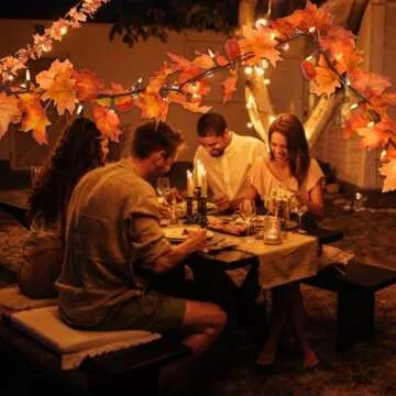 Fall Decor 11Ft Garland with Lights for Thanksgiving