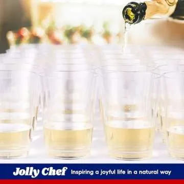 Jolly Chef 12 oz Clear Plastic Cups for Parties, 100 Pack