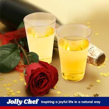 Jolly Chef 12 oz Clear Plastic Cups for Parties, 100 Pack