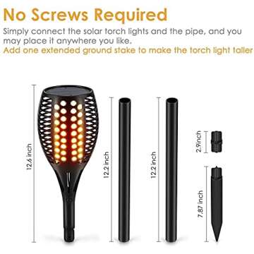 Aityvert Upgraded Larger Solar Torch Lights, Waterproof Outdoor Dancing Flames Lights, Flickering Fl...