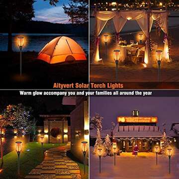 Aityvert Upgraded Larger Solar Torch Lights, Waterproof Outdoor Dancing Flames Lights, Flickering Flames Garden Lights, Landscape Decoration Pathway Patio Lights 43" 96 LED (2 Pack)