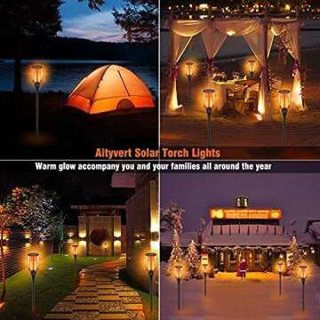 Aityvert Upgraded Larger Solar Torch Lights, Waterproof Outdoor Dancing Flames Lights, Flickering Flames Garden Lights, Landscape Decoration Pathway Patio Lights 43" 96 LED (2 Pack)
