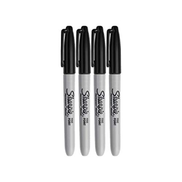 Sharpie Permanent Markers, Fine Point, Black Ink (4-Pack)