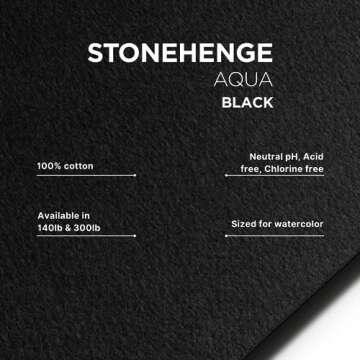 Stonehenge Legion Aqua Watercolor Pad, 140lb, Cold Press, 8 by 10 Inches, Black Paper, 15 Sheets