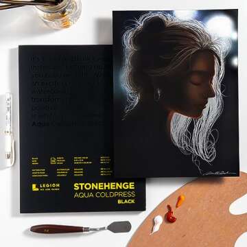 Stonehenge Legion Aqua Watercolor Pad, 140lb, Cold Press, 8 by 10 Inches, Black Paper, 15 Sheets