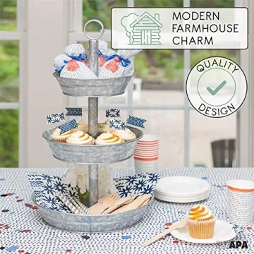 Ilyapa 3-Tier Serving Stand - Stylish Galvanized Tray
