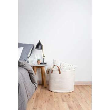 XXL Premium Blanket Storage Baskets 18"x16"-Big Basket for Blankets Living Room – White Large Woven Basket-Rope Baskets for Storage-Large Blanket Basket Living Room - Large Baskets for Blankets