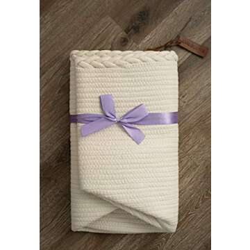 XXL Premium Blanket Storage Baskets 18"x16"-Big Basket for Blankets Living Room – White Large Woven Basket-Rope Baskets for Storage-Large Blanket Basket Living Room - Large Baskets for Blankets