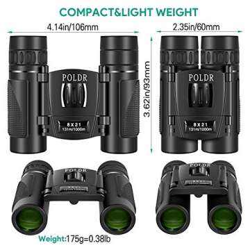 POLDR 8x21 Small Compact Lightweight Binoculars for Adults Kids Bird Watching Traveling Sightseeing....