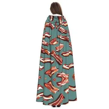 QHWLR Bacon Pattern Hooded Cape for Halloween Fun
