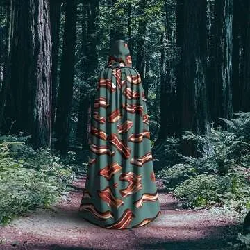 QHWLR Bacon Pattern Hooded Cape for Halloween Fun