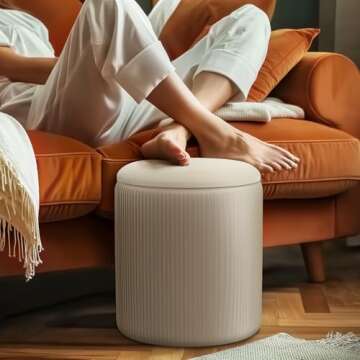 MCleanPin Round Ottoman with Storage, Containers Velvet Vanity Stool, Multifunctional Foot Rest Seat...