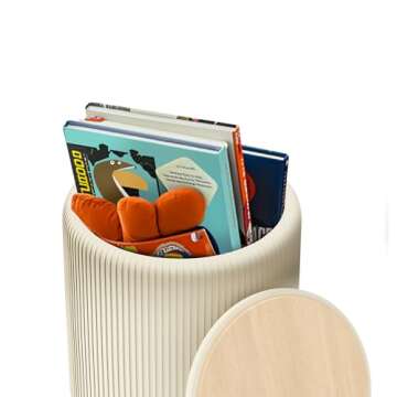 MCleanPin Round Ottoman with Storage, Containers Velvet Vanity Stool, Multifunctional Foot Rest Seat, Set of 2 Storage Ottoman for Coffee Table Living Room Bedroom Toy Storage Cream White